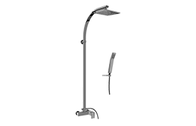 Wall-mounted shower system with handshower and showerhead