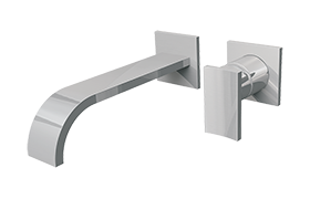 Wall-mounted basin mixer with 23,5cm spout - exposed parts