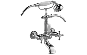 Wall-mounted bath & shower mixer with hand shower set (ceramic handle)