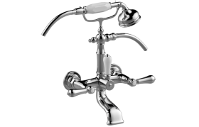 Wall-mounted bath & shower mixer with hand shower set (ceramic handle)