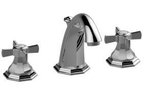 Three-hole washbasin mixer with manual pop-up waste