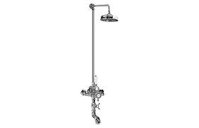 Thermostatic wall-mounted shower system with bathtub spout and showerhead