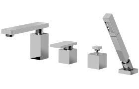 Deck-mounted bathtub mixer with hand shower set