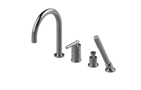 M.E. Deck-mounted bathtub mixer with hand shower set