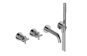 M.E. Wall-mounted bath & shower mixer with hand shower set - Trim only