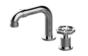 Two-hole progressive basin mixer - 14cm spout