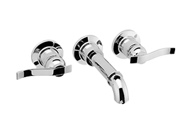 Wall-mounted basin mixer with 18,5cm spout - exposed parts