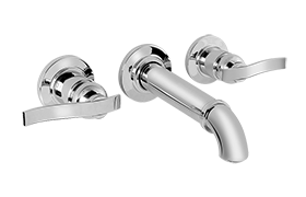 Wall-mounted basin mixer with 23,5cm spout - exposed parts