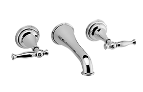 Wall-mounted basin mixer with 17cm spout - exposed parts